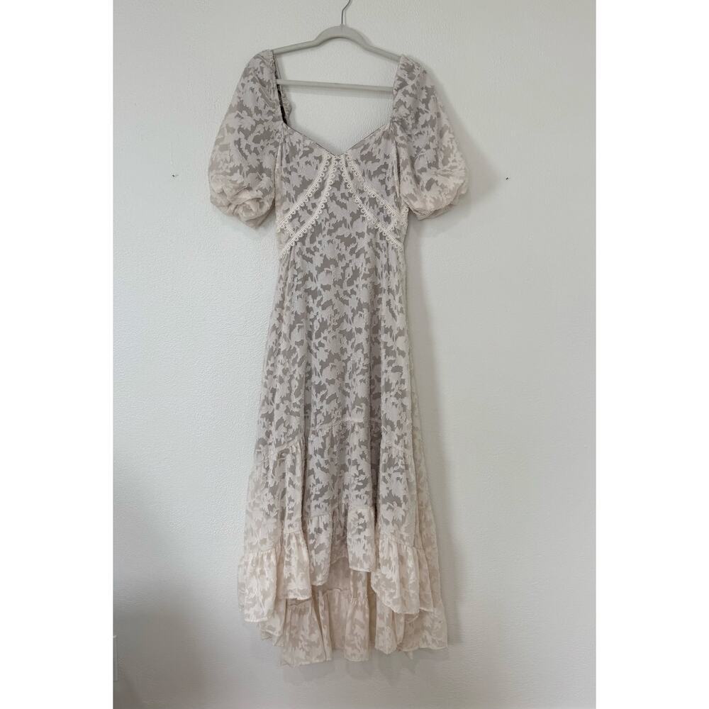 Mia Joy Joyfolie Puff Sleeve Lace Ivory Maxi Dress Cream Cottagecore Small